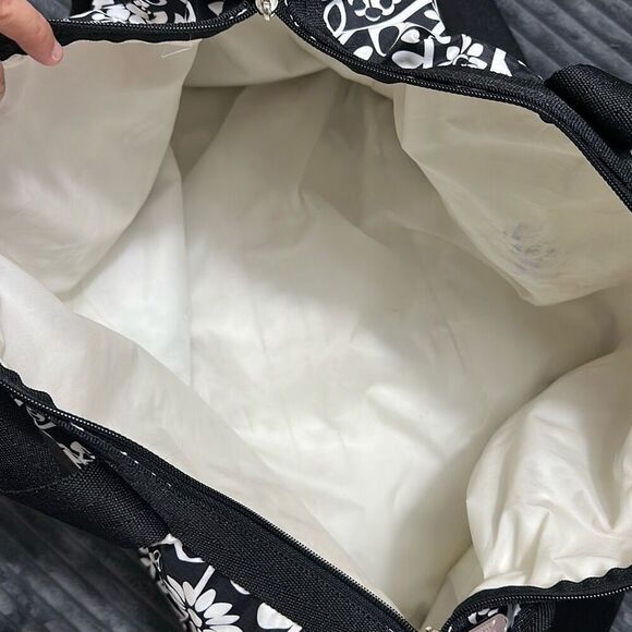 LeSportsac Large Floral Black And White Duffle Bag - Picture 10 of 10